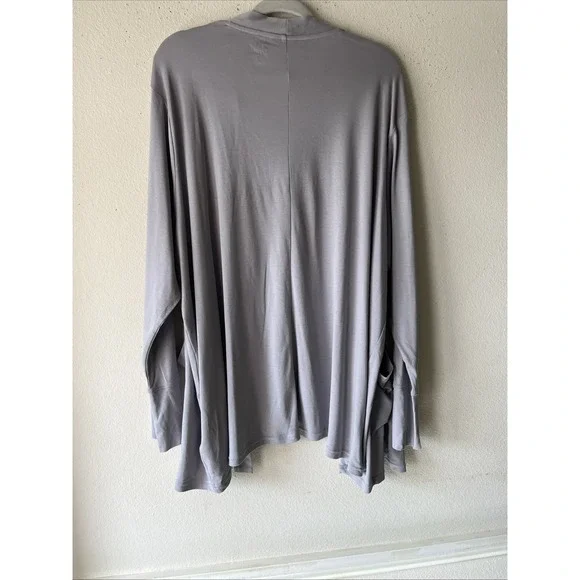 Lands End Open Front Cardigan  Coverup Cotton 3X Gray Long Sleeve Nautical New - Picture 11 of 12